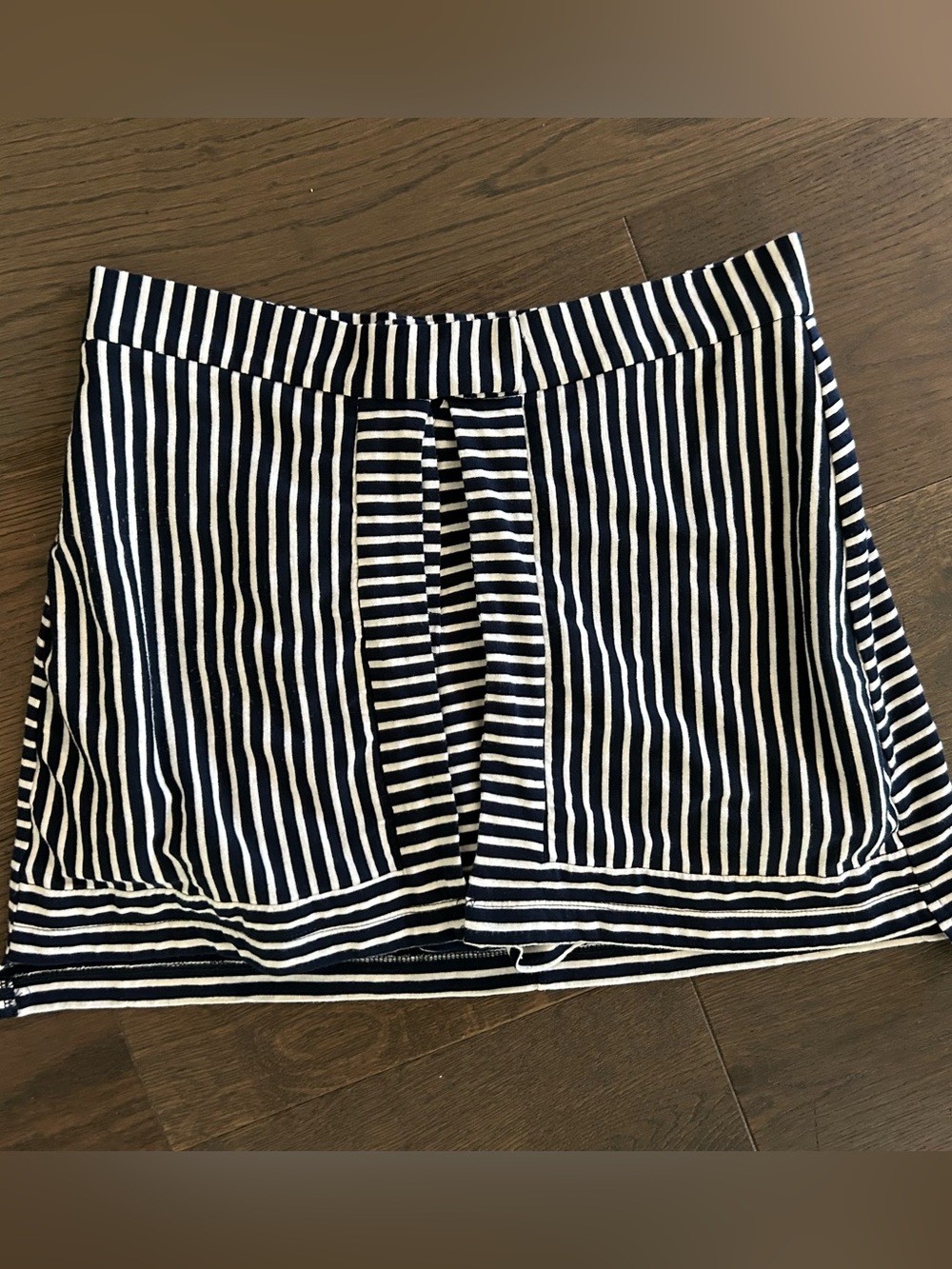 Hem and Thread Striped Navy and White Mini Skirt - Classic Nautical Skort Medium